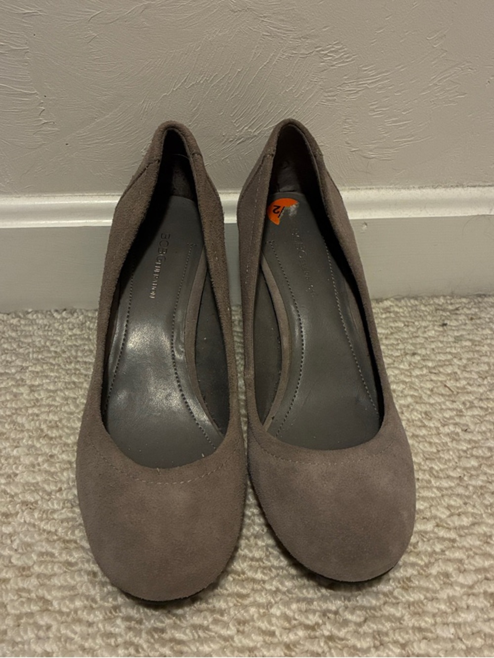 BCBGeneration Taupe Suede Round-Toe Pumps